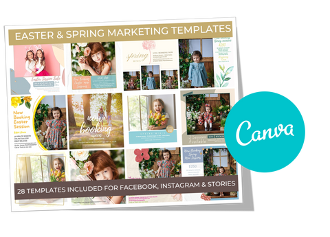 Spring and Easter Marketing Template Bundle for Photographers, For CANVA, Mini Session Templates