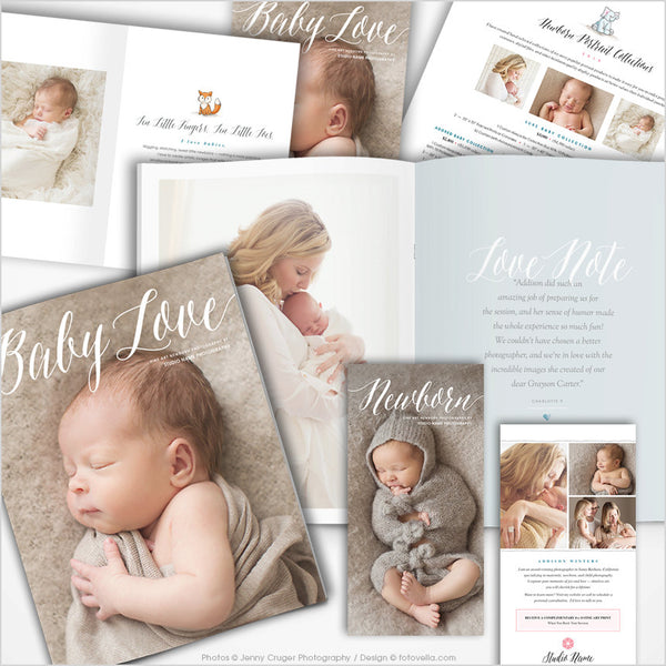 22-Page Organic Newborn Photography Magazine Template, Newborn Magazine, Photoshop and InDesign hot Templates, INSTANT DOWNLOAD!