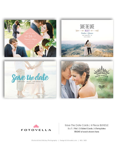 Save The Date Template - 4 Card Bundle #3 - 1402