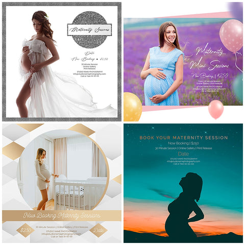Maternity Photography Marketing Template Bundle  | Photoshop Templates | Facebook | Facebook & Instagram Story Templates