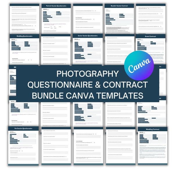 71 Photography Contracts Forms Bundle for Photographers CANVA Edition