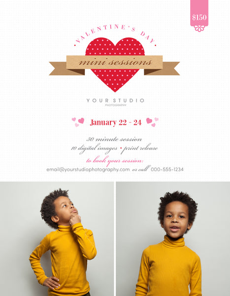 Valentine's Day Mini Session Marketing Template - Photography Marketing Boards - POLKA DOTS - 1046