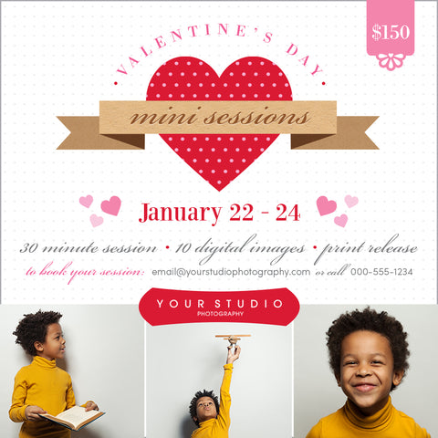 Valentine's Day Mini Session Marketing Template - Photography Marketing Boards - POLKA DOTS - 1046