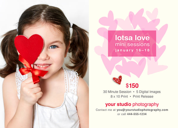 Valentine's Day Mini Session Template - Photography Marketing Photoshop Template - LOTSA LOVE - 1217