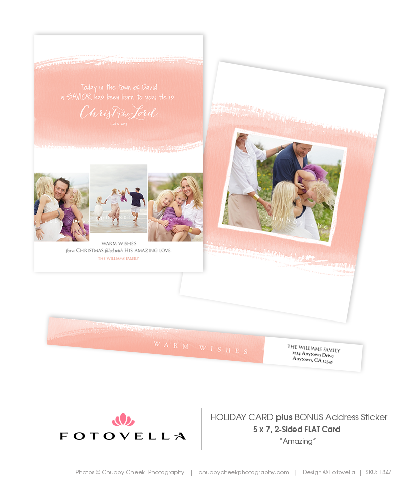 Christmas Card Template - Vertical Folded 5x7 - Photoshop Template - H -  BP4U Photographer Resources