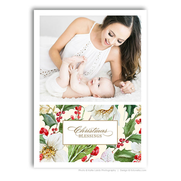 75 Christmas Card Template Bundle for Photographers, PSD, Holiday Cards