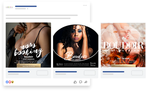 24 Piece Boudoir Photography Mini Session Marketing Template Bundle for Photographers |  Facebook & Instagram Templates