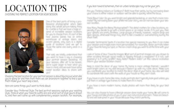 Senior Photography Location Planning Guide for Clients, Client Guide, Senior Welcome Guide