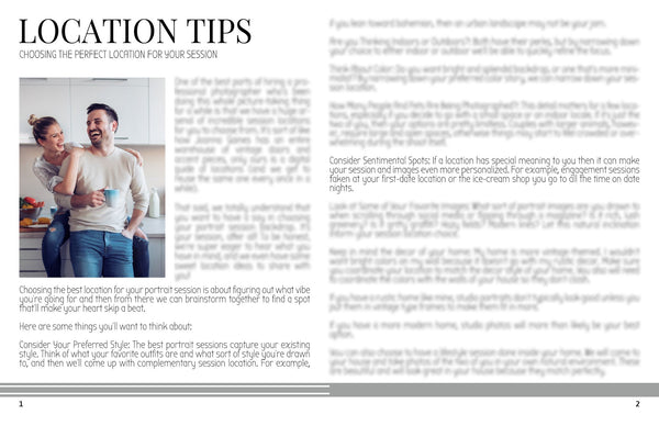 Engagement Photography Location Planning Guide for Clients, Client Guide, Engagement Welcome Guide