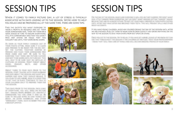 Family Photography Session Prep Guide, Family Client Guide