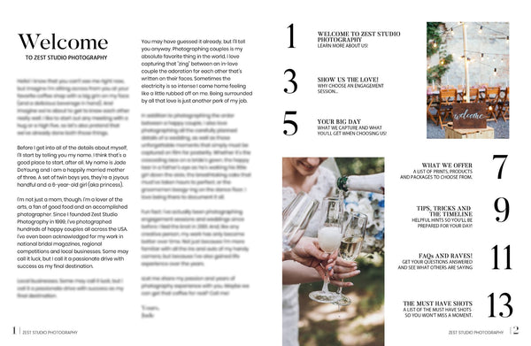 Wedding Welcome Packet, Wedding Client Guide, Wedding Photography Magazine Template For Photoshop