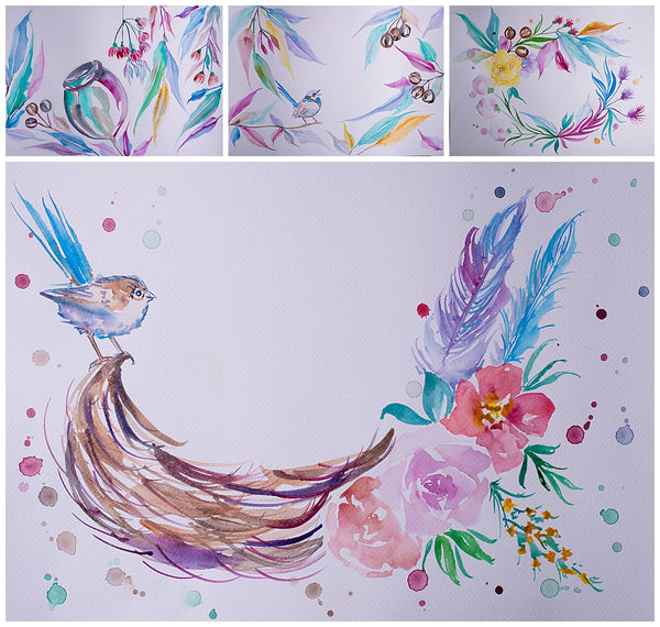 Newborn Watercolor Digital Backdrop Bundle