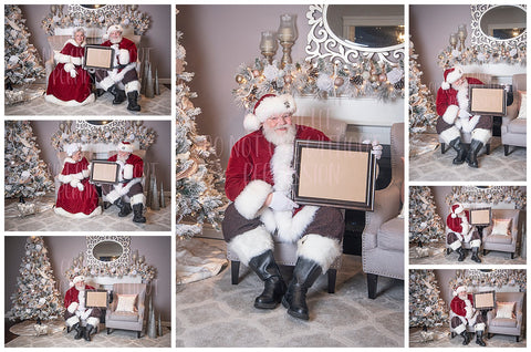 Mr. and Mrs. Santa Claus Photo Frame Digital Backdrop/Background