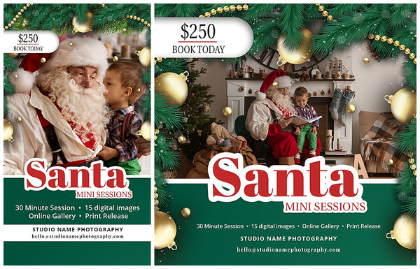 GIANT BUNDLE: 50 Christmas Mini Session Marketing Template Bundle for Photographers, Holiday Templates, Photoshop Marketing Templates