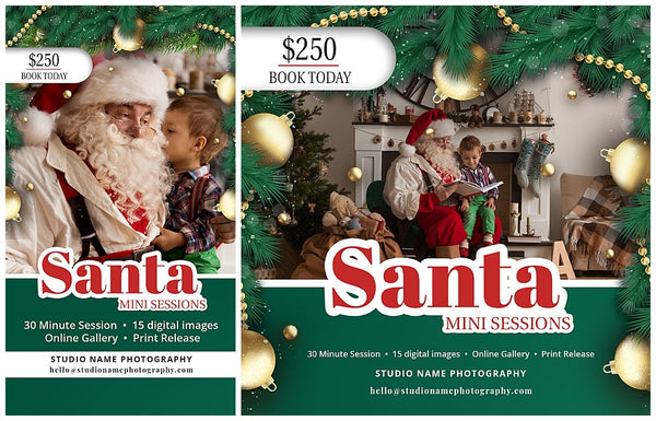 GIANT BUNDLE: 50 Christmas Mini Session Marketing Template Bundle for Photographers, Holiday Templates, Photoshop Marketing Templates