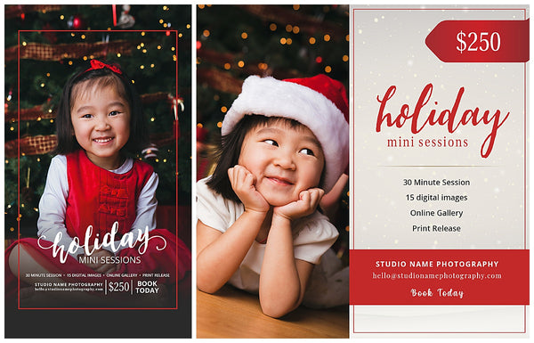 GIANT BUNDLE: 50 Christmas Mini Session Marketing Template Bundle for Photographers, Holiday Templates, Photoshop Marketing Templates