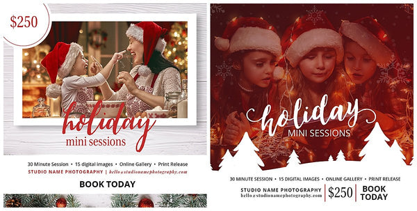 GIANT BUNDLE: 50 Christmas Mini Session Marketing Template Bundle for Photographers, Holiday Templates, Photoshop Marketing Templates
