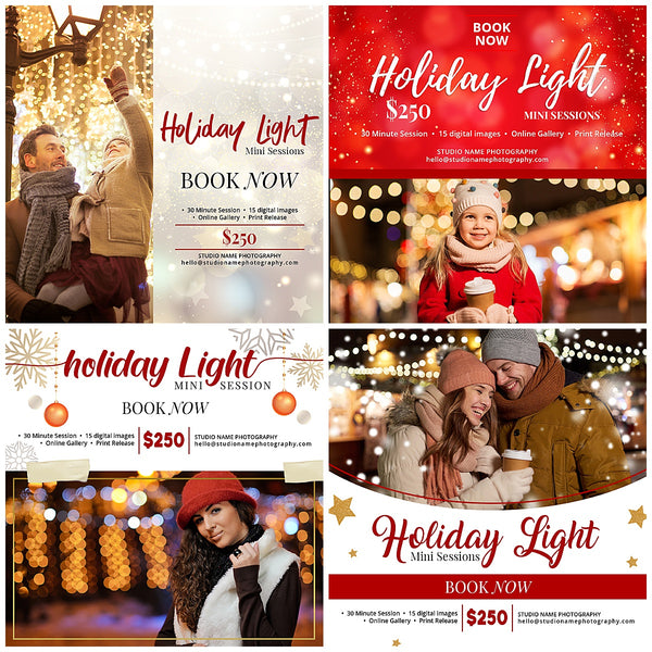 Holiday Lights Mini Session Marketing Template Bundle for Photographers