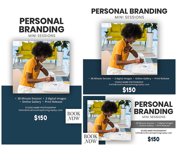 Personal Branding Photography Marketing Templates for Photographers | Personal Branding Photography Mini Session Templates |PSD Templates