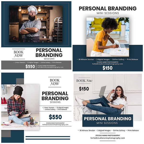 Personal Branding Photography Marketing Templates for Photographers | Personal Branding Photography Mini Session Templates |PSD Templates