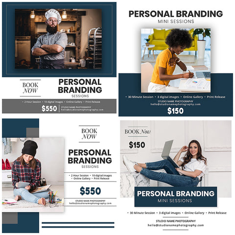 Personal Branding Photography Marketing Templates for Photographers | Personal Branding Photography Mini Session Templates |PSD Templates