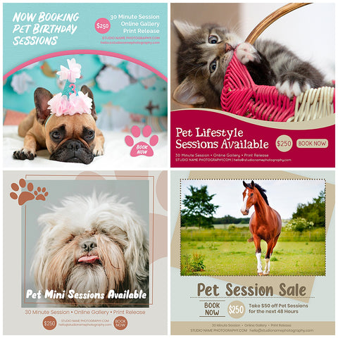 Pet Photography Marketing Template Bundle for Photographers, Photoshop Templates