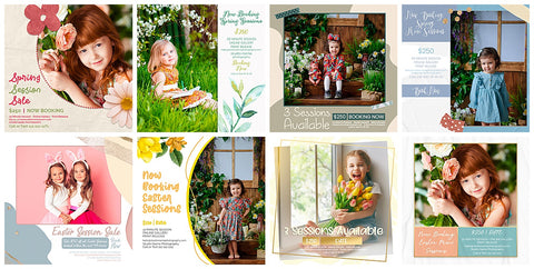 Spring and Easter Marketing Template Bundle for Photographers, Mini Session Templates