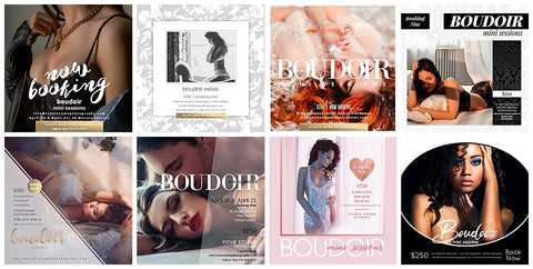 24 Piece Boudoir Photography Mini Session Marketing Template Bundle for Photographers |  Facebook & Instagram Templates