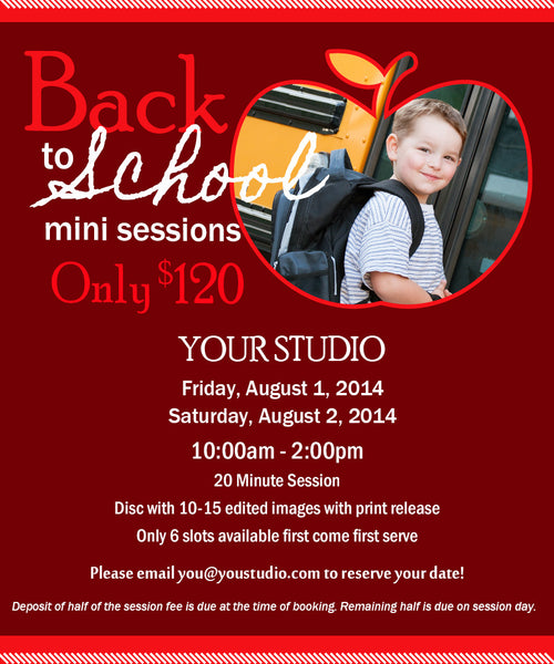 Back to School Mini Session Marketing Graphics