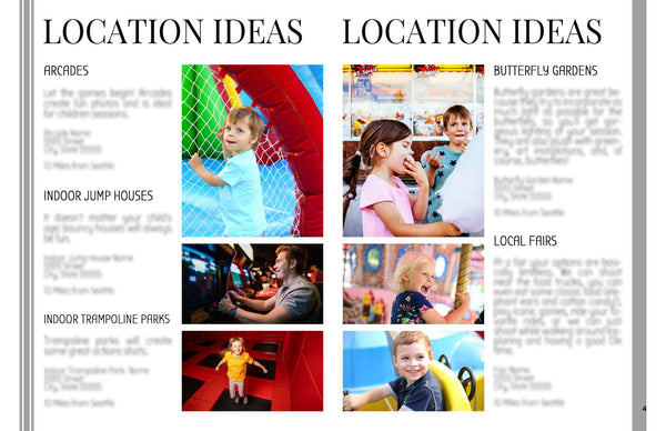 Children Photography Location Planning Guide for Clients, Client Guide, Family Welcome Guide