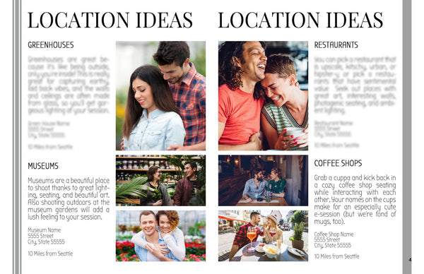 Engagement Photography Location Planning Guide for Clients, Client Guide, Engagement Welcome Guide