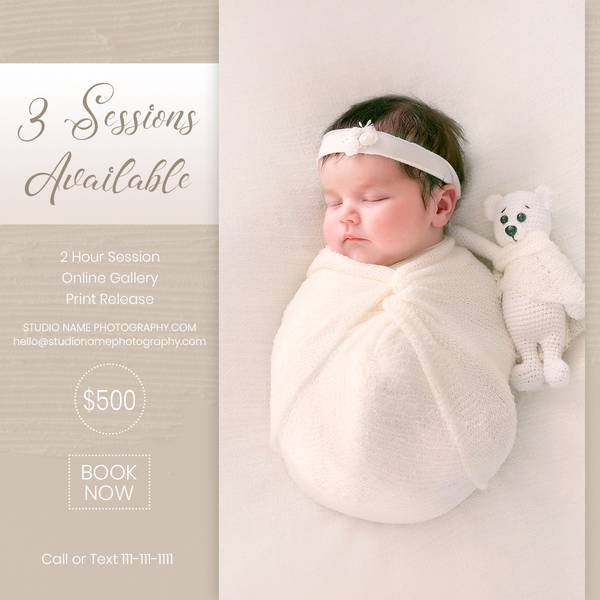 Newborn Photography Marketing Template Bundle  | Photoshop Templates | Facebook | Facebook & Instagram Story Templates