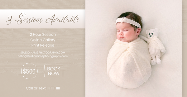 Newborn Photography Marketing Template Bundle  | Photoshop Templates | Facebook | Facebook & Instagram Story Templates