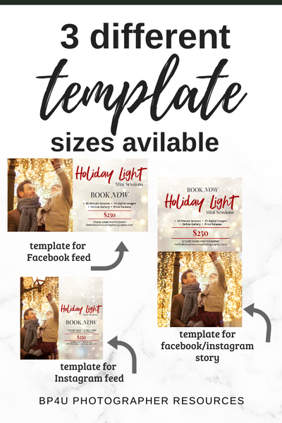 GIANT BUNDLE: 50 Christmas Mini Session Marketing Template Bundle for Photographers, Holiday Templates, Photoshop Marketing Templates