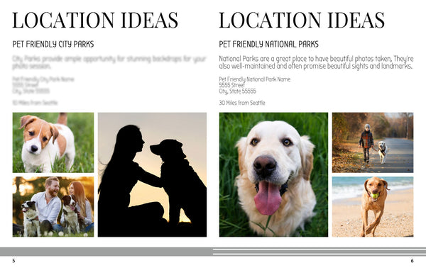 Pet Photography Location Planning Guide for Clients, Client Guide, Pet Welcome Guide