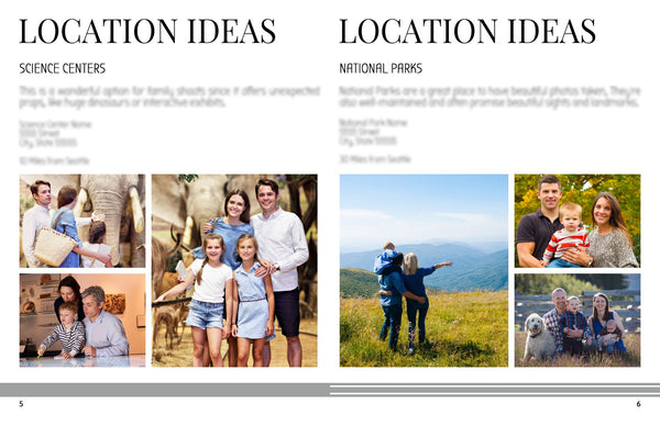 Family Photography Location Planning Guide for Clients, Client Guide, Family Welcome Guide