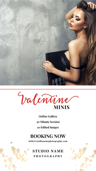 Valentine Mini Session, Boudoir Photography Marketing Templates Bundle for Photographers for CANVA | Mini Session Templates for Boudoir Photographers