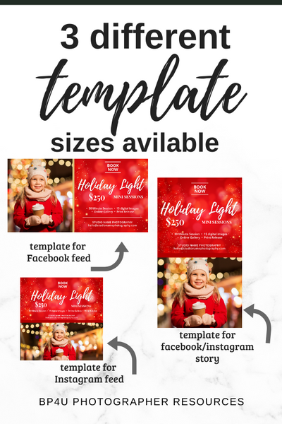GIANT BUNDLE: 50 Christmas Mini Session Marketing Template Bundle for Photographers, Holiday Templates, Photoshop Marketing Templates