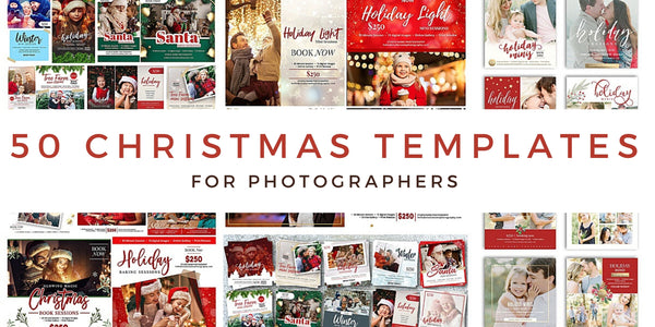 GIANT BUNDLE: 50 Christmas Mini Session Marketing Template Bundle for Photographers, Holiday Templates, Photoshop Marketing Templates