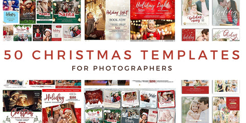 GIANT BUNDLE: 50 Christmas Mini Session Marketing Template Bundle for Photographers, Holiday Templates, Photoshop Marketing Templates