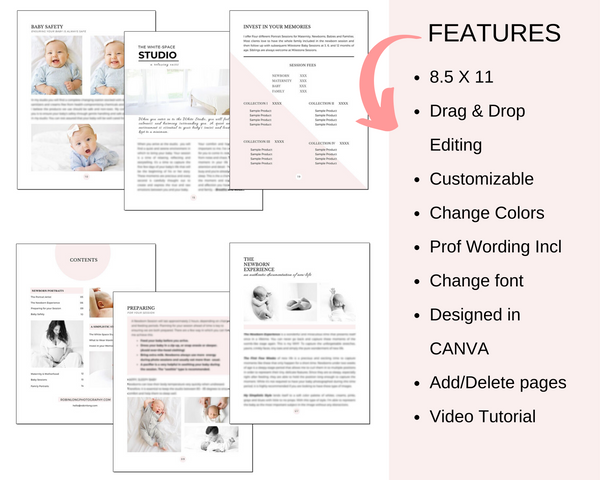 Robin Long's Newborn Photography Session Guide Template  | Canva Template
