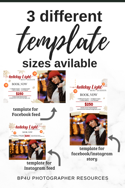 GIANT BUNDLE: 50 Christmas Mini Session Marketing Template Bundle for Photographers, Holiday Templates, Photoshop Marketing Templates
