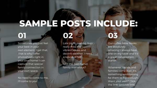 Family Photography Social Media Content *Copy-Paste-Post* - 365 Posts Already done for you!
