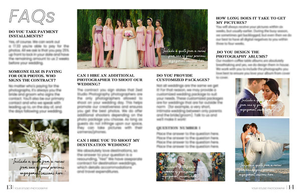 Wedding Welcome Packet, Wedding Client Guide, Wedding Photography Magazine Template For Photoshop