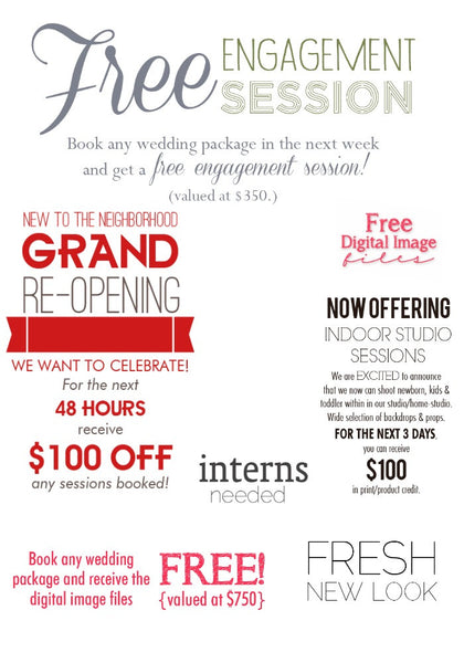 Photographer Sale Drag and Drop Word Art