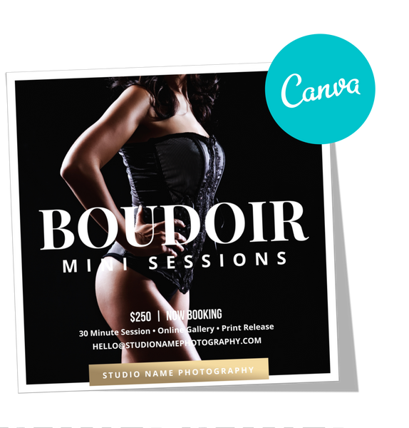 24 Piece Boudoir Photography Marketing Templates Bundle for Photographers for CANVA | Mini Session Templates for Boudoir Photographers