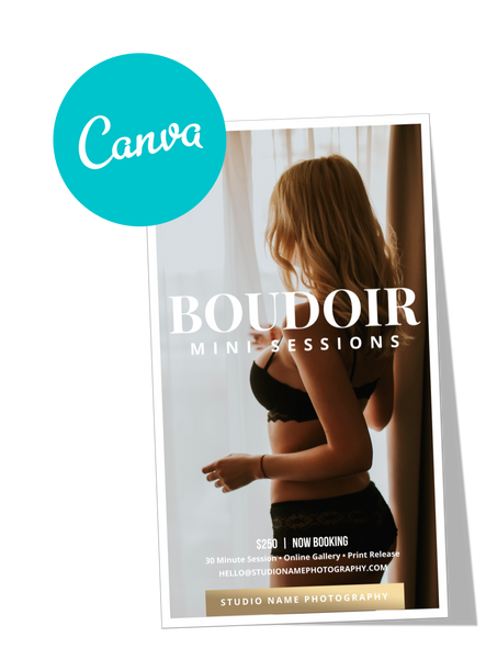 24 Piece Boudoir Photography Marketing Templates Bundle for Photographers for CANVA | Mini Session Templates for Boudoir Photographers