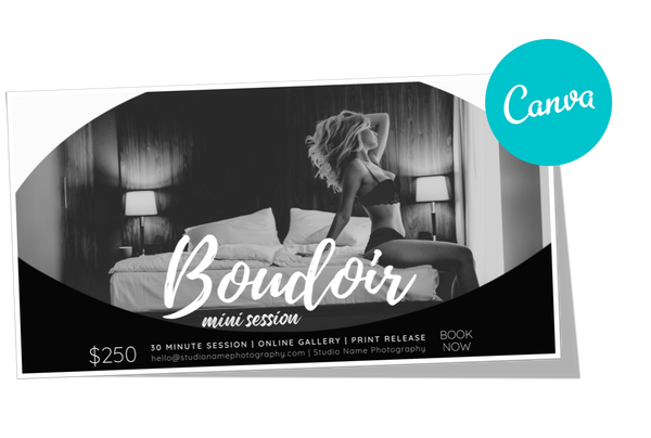 24 Piece Boudoir Photography Marketing Templates Bundle for Photographers for CANVA | Mini Session Templates for Boudoir Photographers