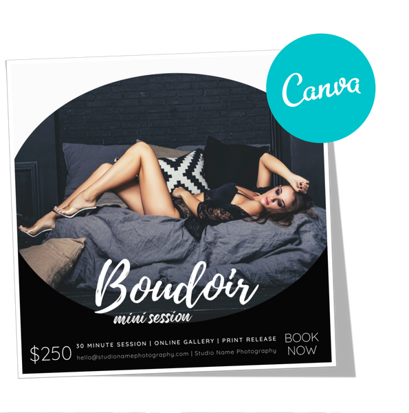 24 Piece Boudoir Photography Marketing Templates Bundle for Photographers for CANVA | Mini Session Templates for Boudoir Photographers