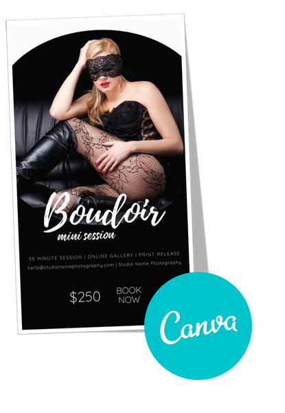 24 Piece Boudoir Photography Marketing Templates Bundle for Photographers for CANVA | Mini Session Templates for Boudoir Photographers